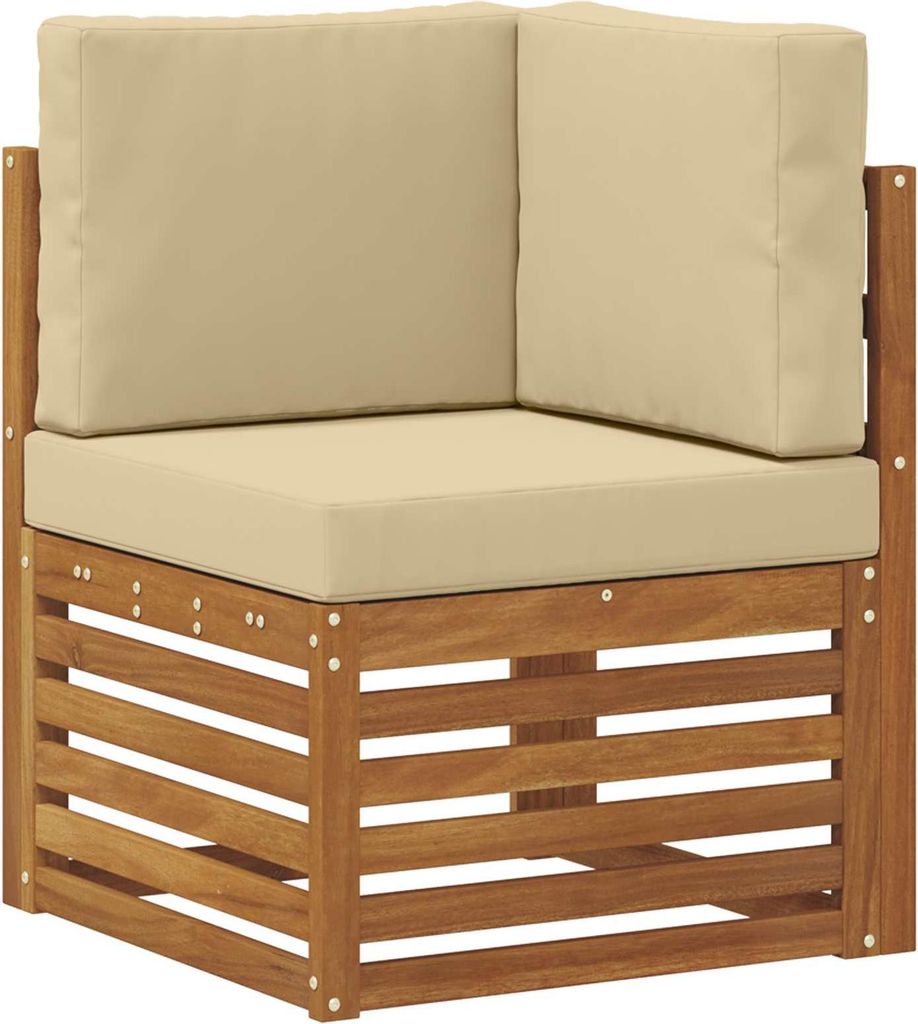 vidaXL Ecksofa Set 6 pcs Natur Massives Akazienholz und Polyester