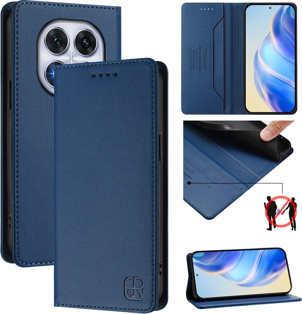 SEAHAI Cover per Xiaomi Redmi Note 11 PRO+ 5G (Note 11 PRO Plus), Ultra Sottile Custodia Premium Pelle Portafoglio Kickstand Slot per Schede [RFID Blocking] TPU Antiurto Flip Cover Libro - Blu