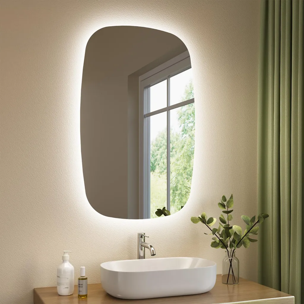 S'AFIELINA Miroir LED Salle de Bain 70x45cm Ovale Tactile Anti-buée
