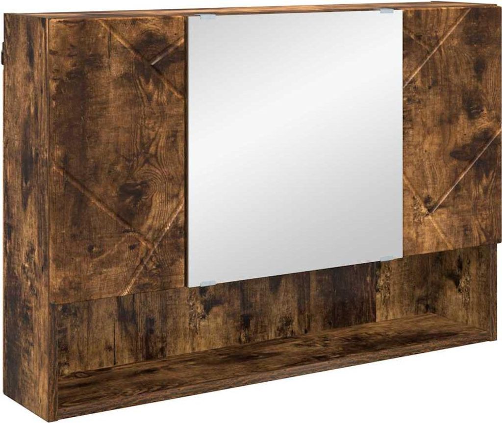 Badezimmer-Spiegelschrank mit Tür Räuchereiche 80 x 17 x 55 cm