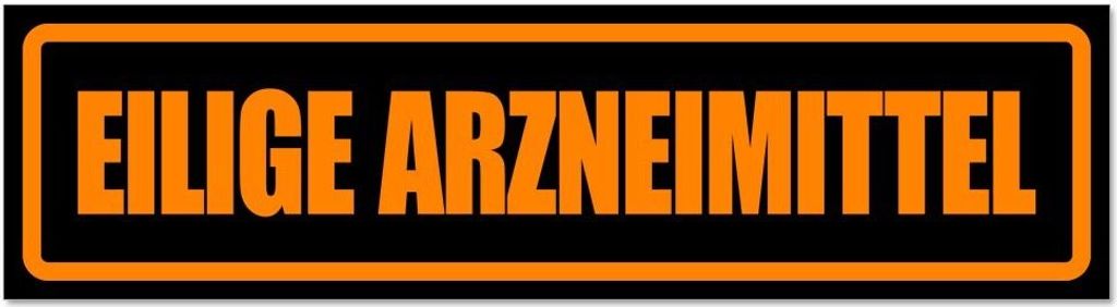 Kiwistar - Autoaufkleber - Orange - Schwarz - 45 x 12 cm - Eilige Arzneimittel - Hinweis Aufkleber Sticker für Auto, Kfz, Fahrrad, PKW, LKW