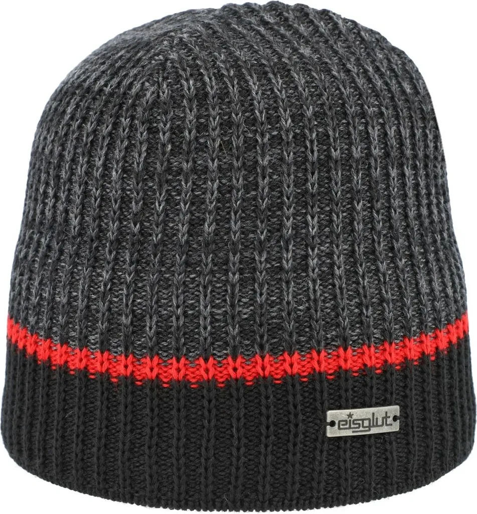 Bonnet EISGLUT Torina Merino 11.02 Noir et Rouge - Laine Vierge Premium