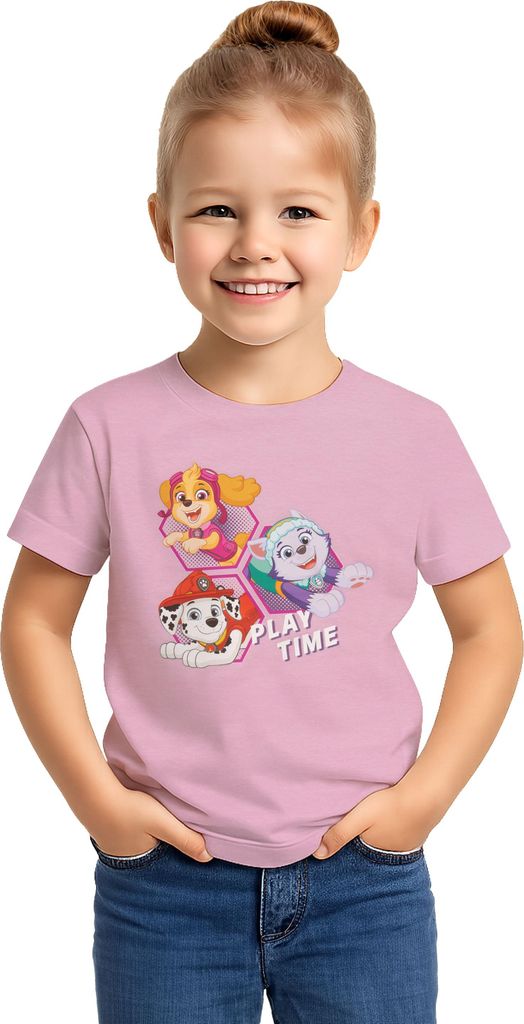 Paw Patrol T-Shirt für Mädchen - Playtime Shirt Oberteil kurzärmlig Pink 110-116