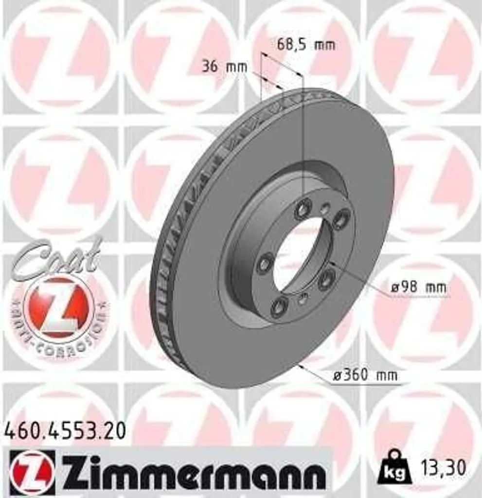 Disque de frein ZIMMERMANN 460.4553.20 haute performance 360 mm AUDI
