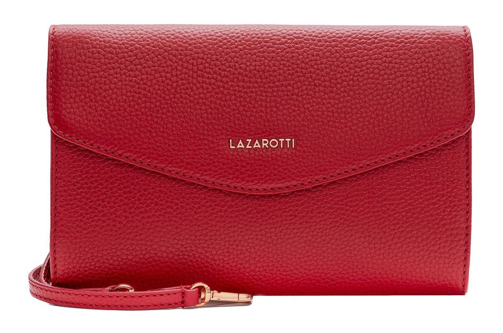 Lazarotti Leder Umhängetasche Abendtasche Bologna Leather Clutch Red rot