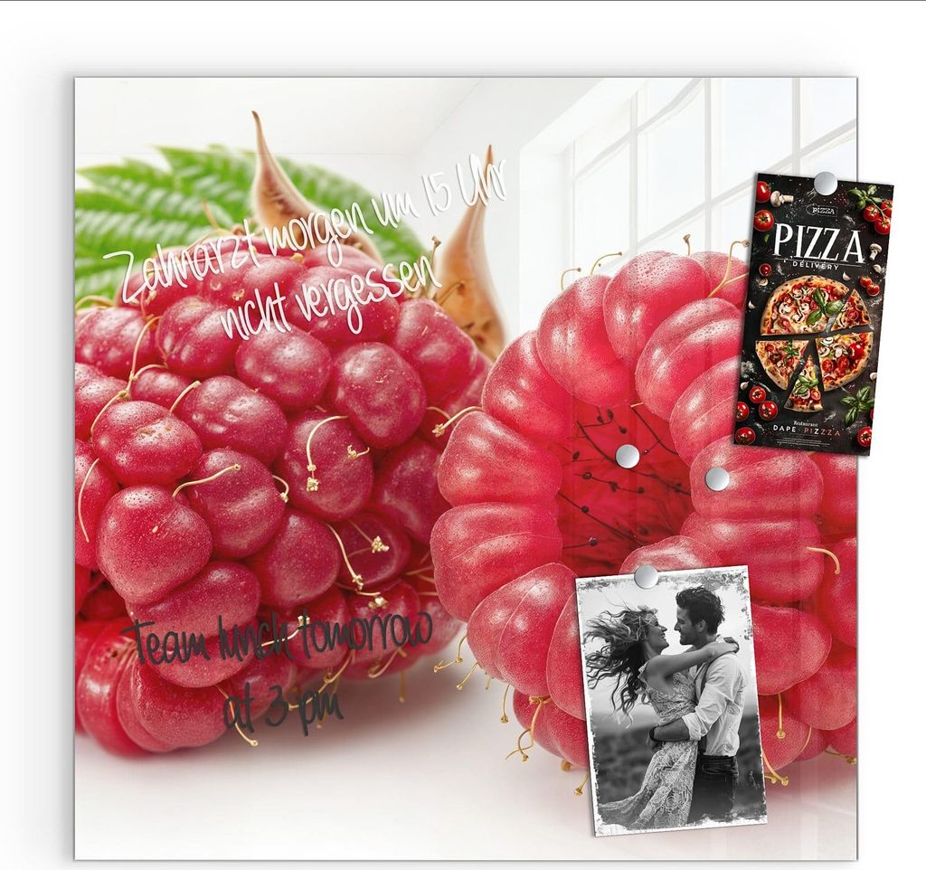 Magnettafel 50x50cm Pinnwand Whiteboard beschreibbar - Himbeerenblatt