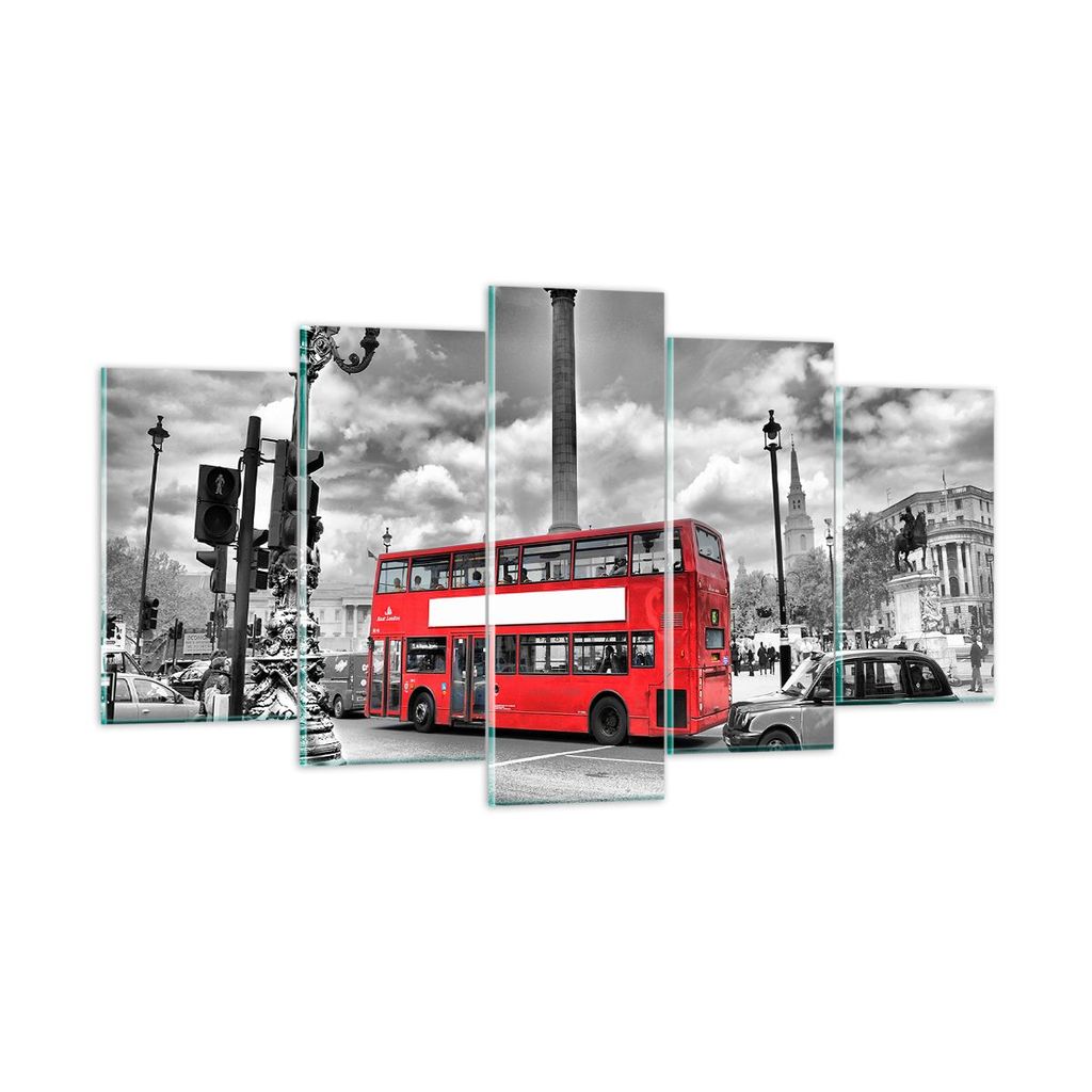 Bilder auf glas - Trafalgar Platz Taxi London - 160x85cm - Glasbilder - Wandbilder - Kunstdruck - zum Aufhängen bereit - Wanddekoration aus Glas -...