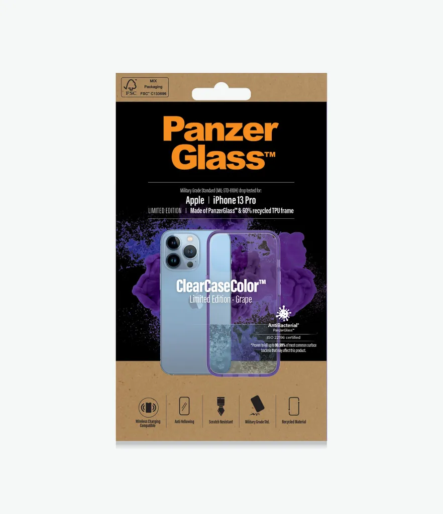 Custodia PanzerGlass iPhone 13 Pro Viola Antiurto Militare
