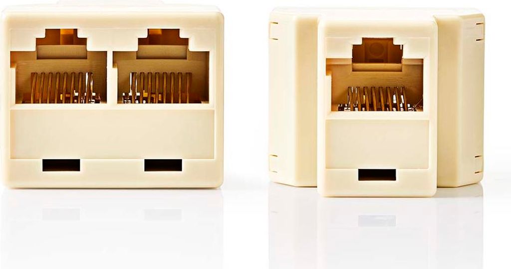 Nedis Telefon Network Splitter - RJ45 Buchse - 2x RJ45 Female - Vergoldet - Elfenbein - PVC - Box