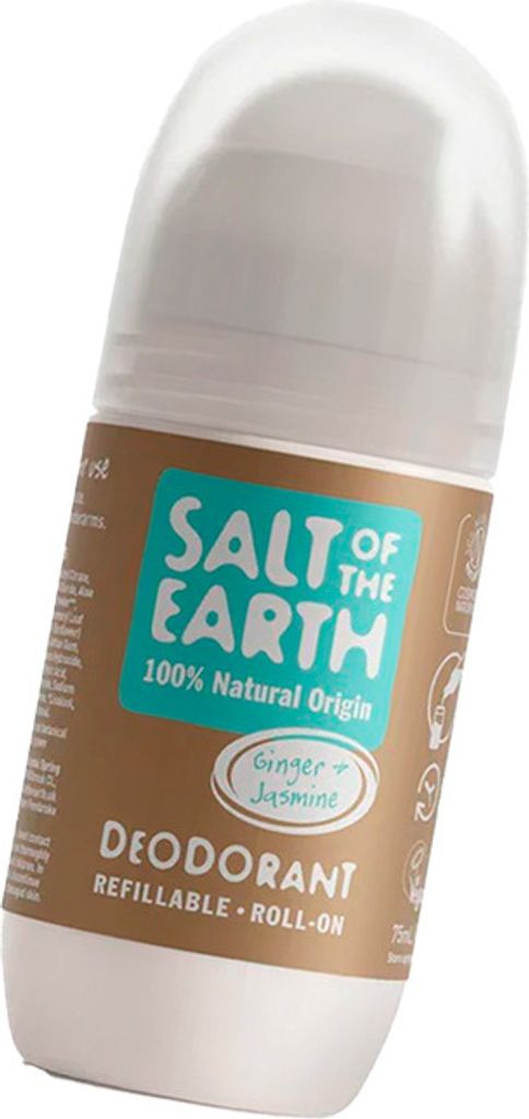 Salt Of the Earth Natural Deodorant Refillable Roll-on Ginger & Jasmine Fragrance Free 75ml