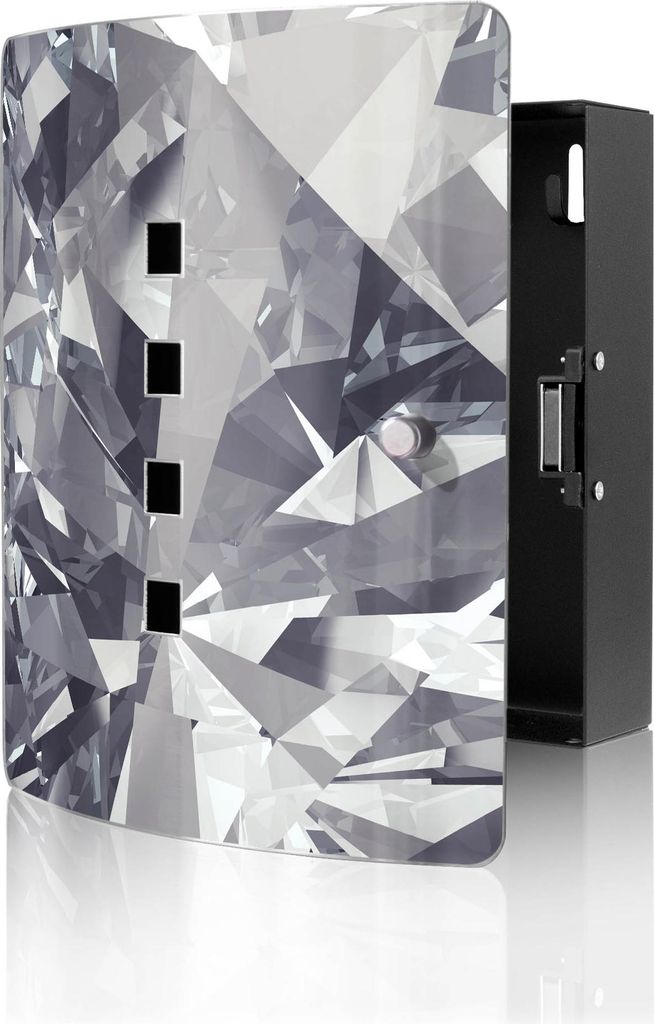 banjado Design Schlüsselkasten aus Edelstahl für 10 Schlüssel, Schlüsselschrank 24 x 21,5 x 7cm groß mit Magnetverschluss, Facetten Monochrome...