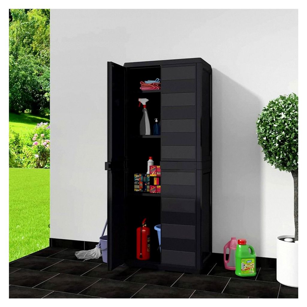 Gartenschrank mit 3 Regalen, belüftete und verstellbare Regale für Garten oder Terrasse