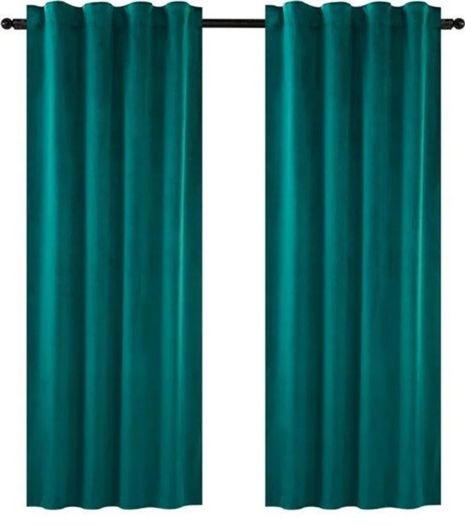 Rideaux en velours vert foncé 140 x 245 cm occultants et isolants thermiques
