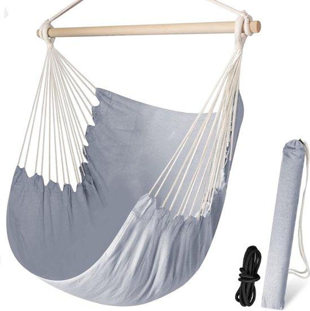 Grote katoenen hangmat voor terras, tuin, slaapkamer, duurzaam en hoog comfort.