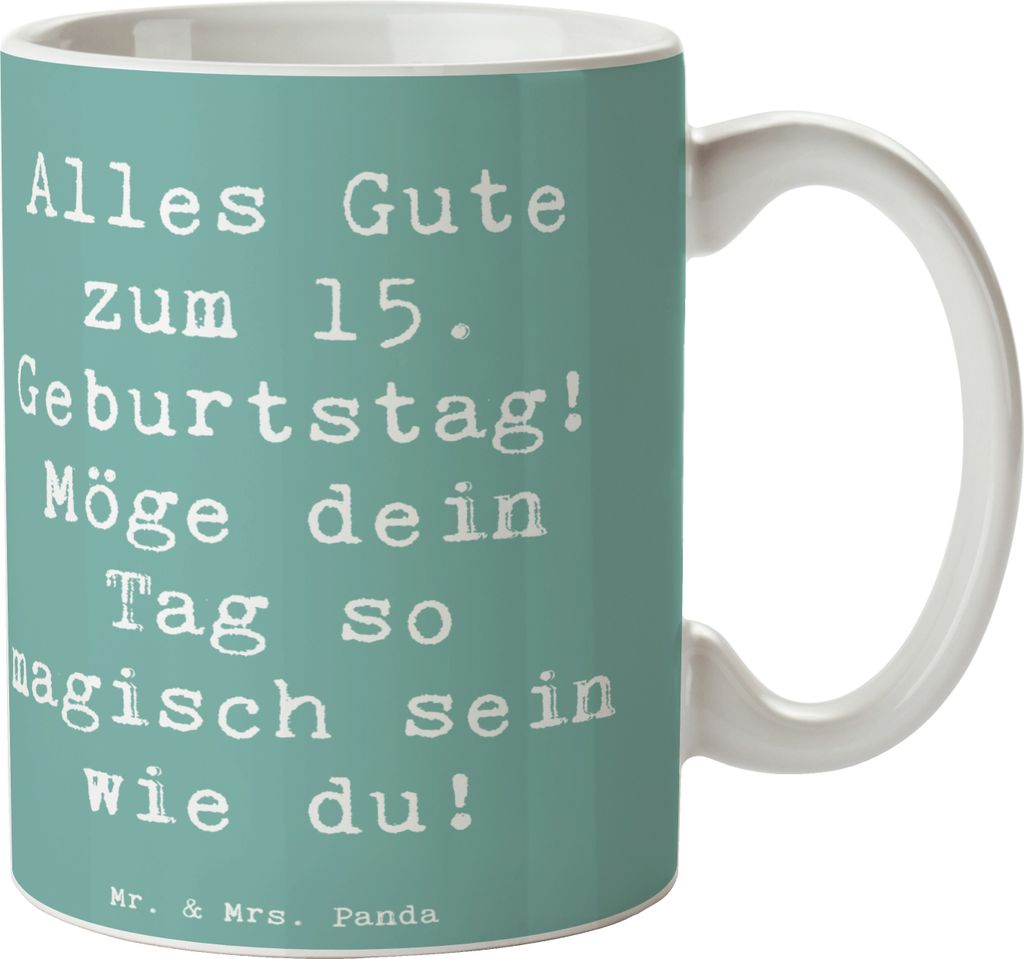 Mr. & Mrs. Panda Tasse Spruch 15. Geburtstag Magisch - Produktbild 