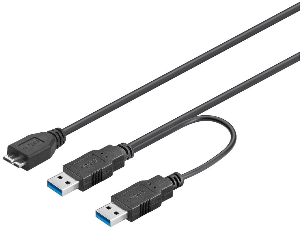 Cable USB 3.0 de doble alimentación, SuperSpeed, color , Imagen del producto 