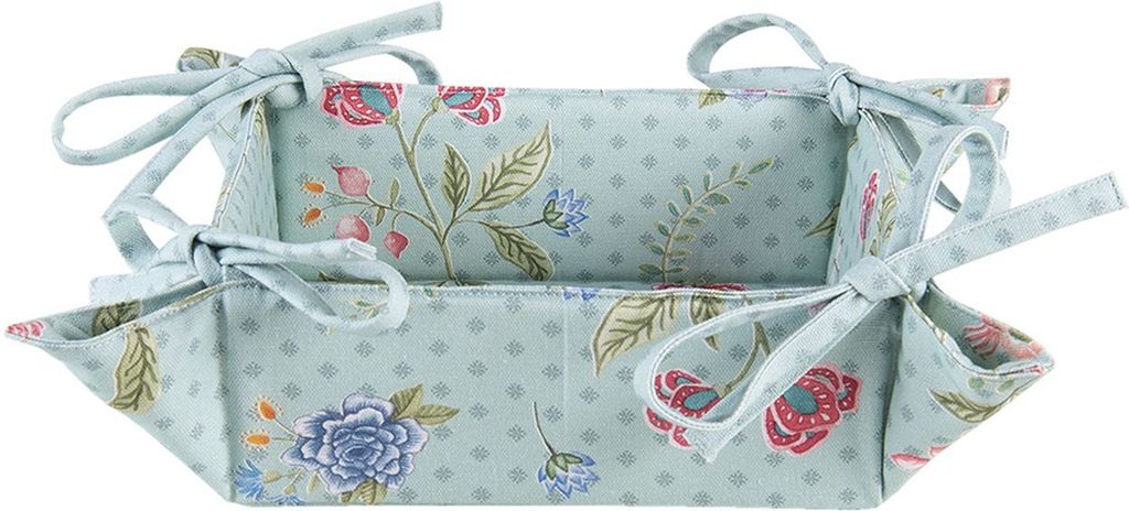 Clayre & Eef Brotkorb 35x35x8 cm Blau Grün Baumwolle Blumen