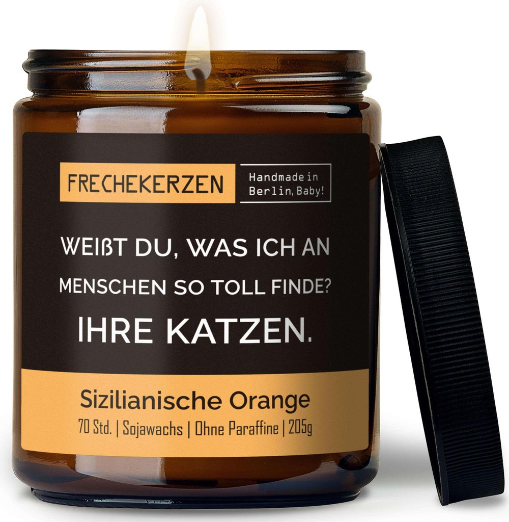 Duftkerze Katzenfans ihre Katzen im Glas mit lustigem Spruch Geschenkidee
