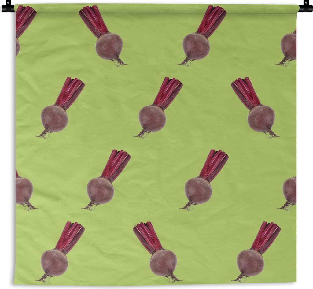 MuchoWow Wandteppich Wandbehang Gemüse - Rote Bete - Muster - Grün 150x150 cm Tapisserie Dekoration Wandtuch - Wohnaccessoires - Modernes