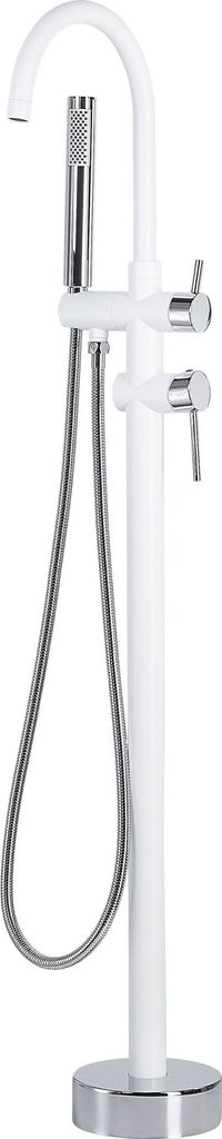 BELIANI Duscharmatur Armatur Freistehend Mischer Wasserhahn Dusche Set Brause Weiß-Silber Edelstahl Messing Kunststoff Modern