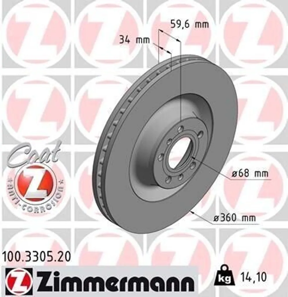 Disque de frein ventilé Zimmermann pour grandes berlines allemandes