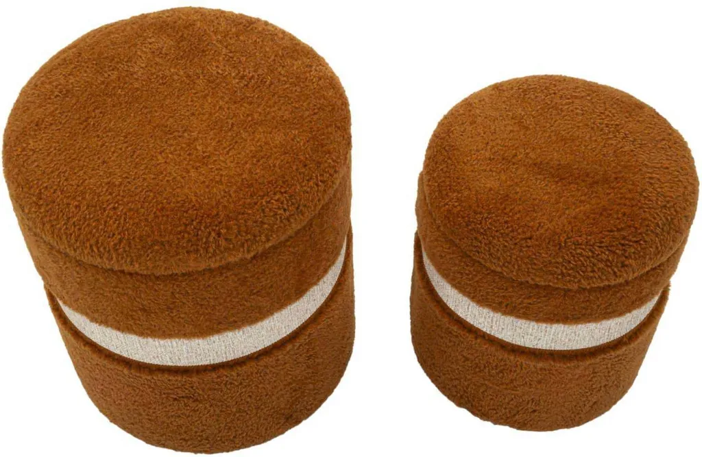 Saint-Moritz Ensemble de 2 tabourets de rangement Ø40x47cm marron