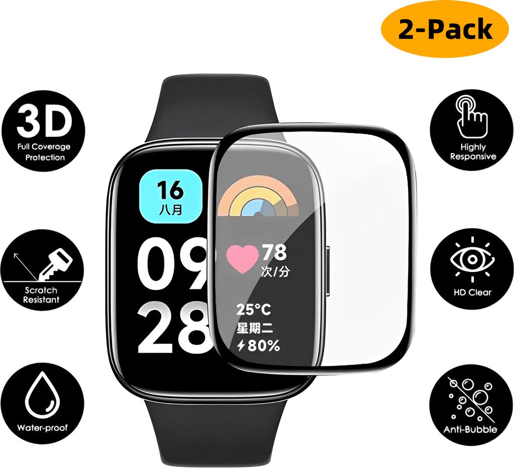 2er-Pack Panzerfolie Für Xiaomi Redmi Watch 3 Displayschutz Film Schutzfolie