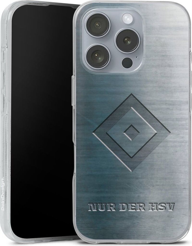 DeinDesign Handyhülle für Apple iPhone 16 Pro Silikon Hülle Case Smartphone Schutzhülle HSV Hamburger SV Metallic Look