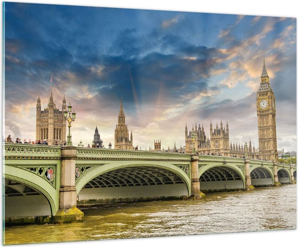 Bilder auf glas - London büro parlament gebäude - 100x70cm - Glasbilder - Wandbilder - Kunstdruck - zum Aufhängen bereit - Wanddekoration aus Gl...