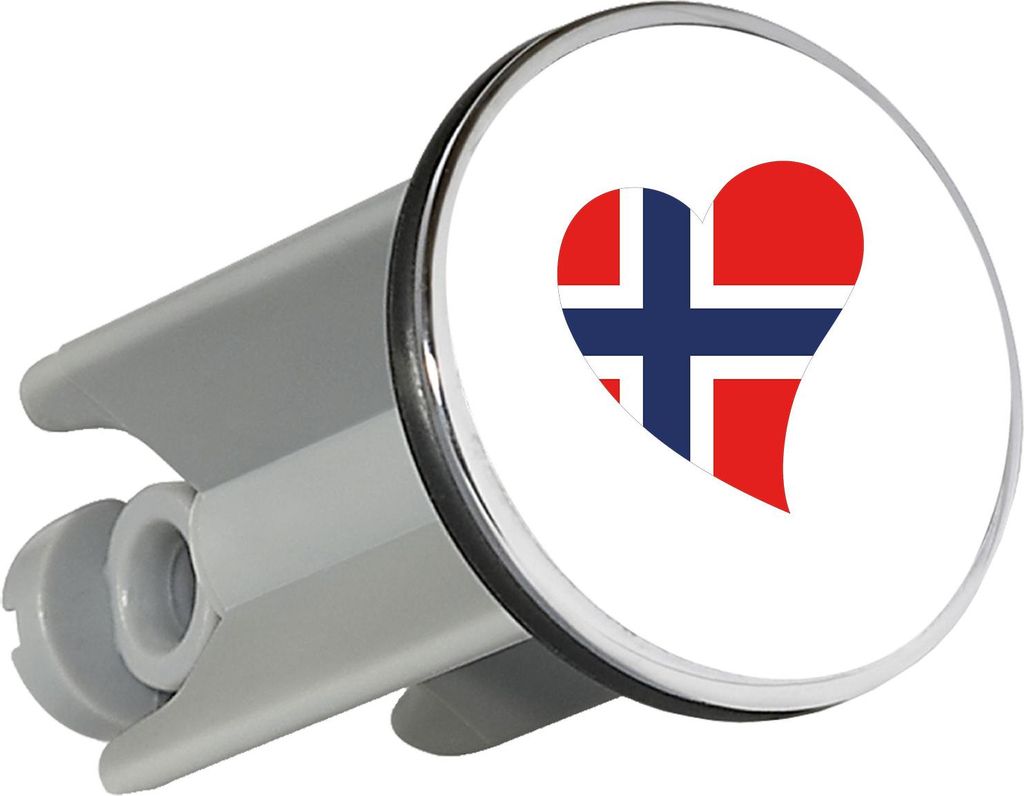 Huuraa Waschbeckenstöpsel Norwegen Flagge Herz 4cm höhenverstellbar Abflussstopfen Geschenkidee