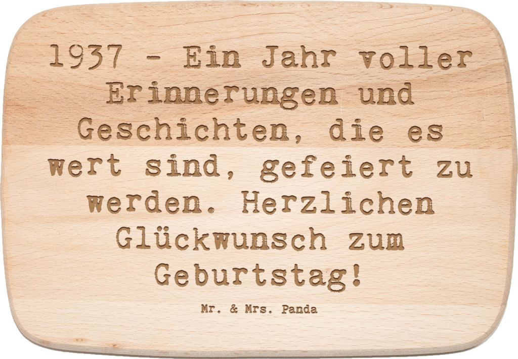 Mr. & Mrs. Panda Schneidebrett Holz Spruch 1937 Geburtstag - Transparent - Geschenk, Frühstücksbrett, Historische Geschenke, Geburtstagsgeschenk,...