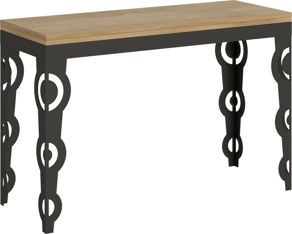 ITAMOBY - Ausziehtisch 120/200x45/90 cm Karamay Double Eiche Natur Gestell in Anthrazit