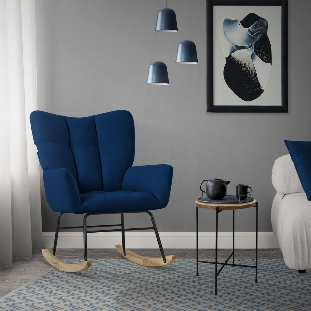 ML-Design houpací křeslo tmavě modré s potahem ručníkového Obrázek produktu 7