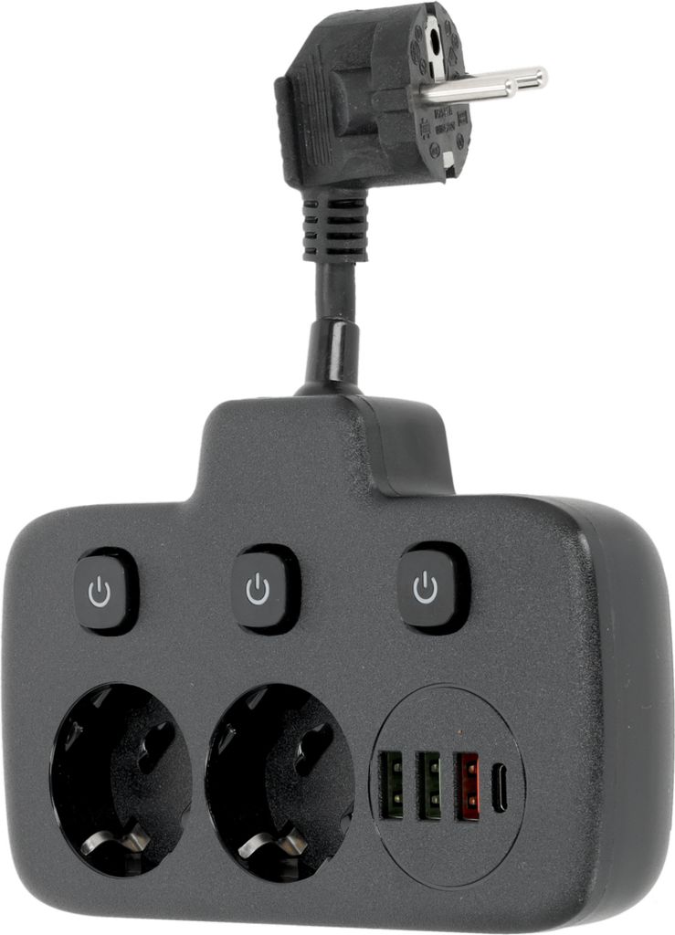 Rallonge multiprise KOBI LINEA PRO Noir 2 compartiments Image du produit 