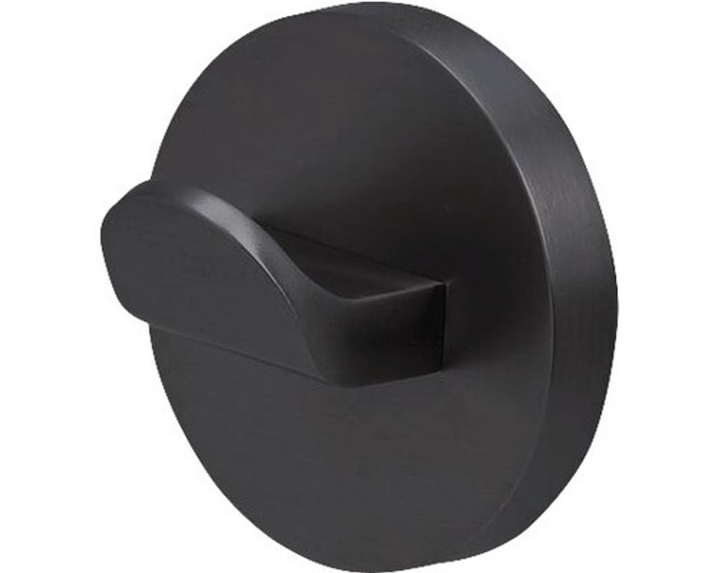 Tiger Noon Haken groß zum Schrauben, Handtuchhaken aus Edelstahl, Farbe Schwarz, B x H x T 4,9 x 4,9 x 3,2 cm