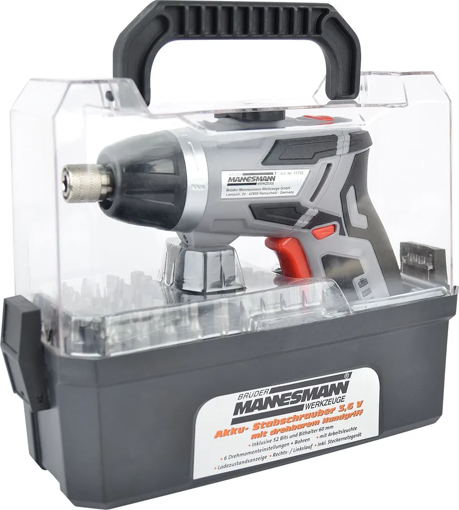 Tournevis électrique sans fil 3,6V Mannesmann pour montage de meubles
