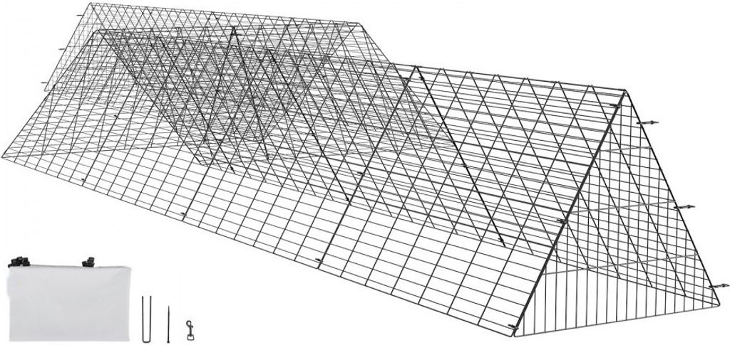 Hühnertunnel, 729 x 200 x 61,5 cm - Mobiler Freilaufstall für Hühner, Enten & Kaninchen - Set mit Eckrahmen (2er Pack)