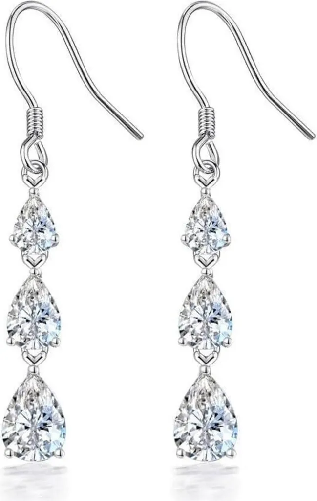 Boucles d'oreilles argent 925 et pierre de lune irisées aux reflets zircon