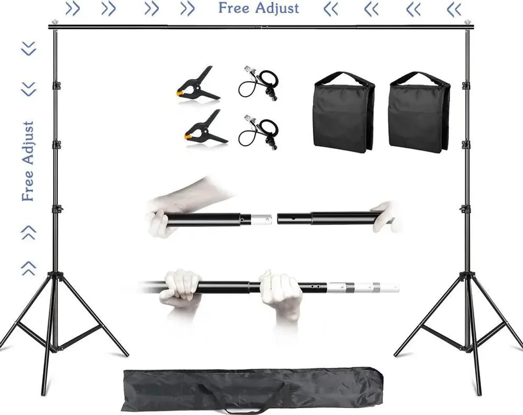 Support de fond studio 2.6x3m réglable avec sacs de sable de lestage
