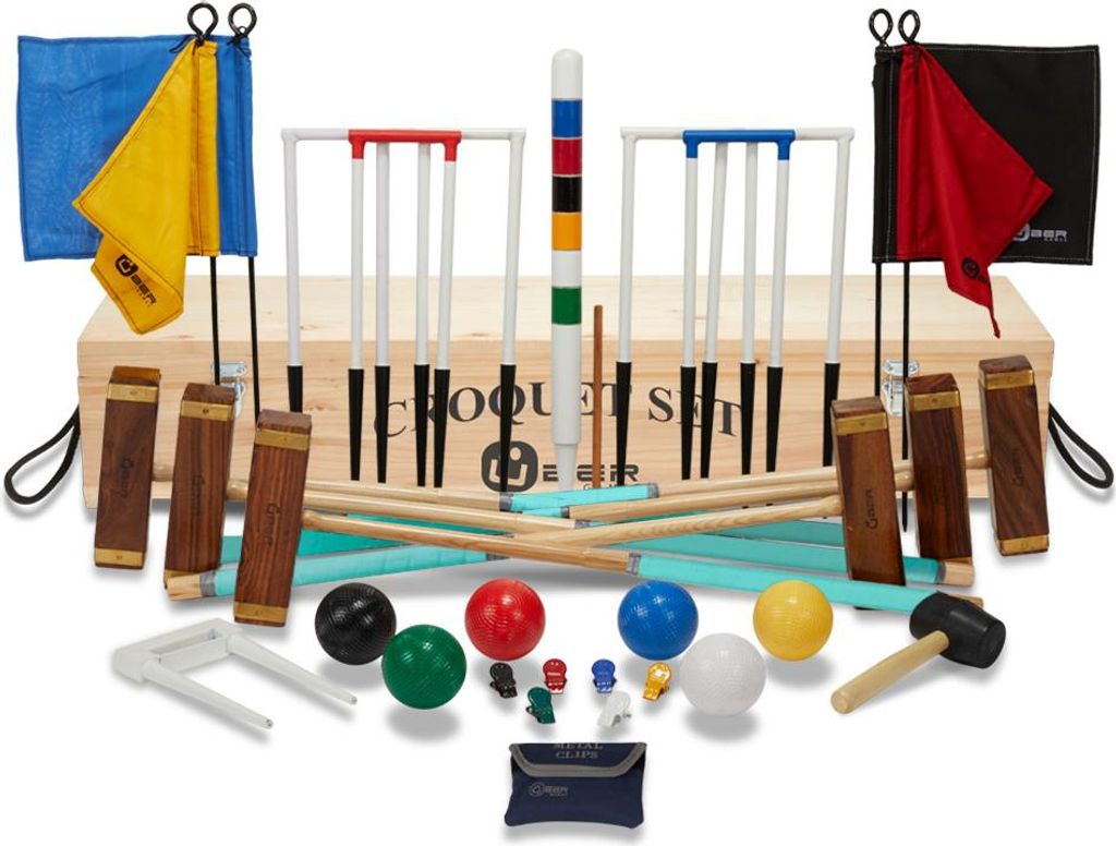 Master Croquet-Set – Englisches Gartenspiel – 6 Personen, ultimatives Set – 16 mm dicke Tore – 455 gram - Plastikbälle, absolut top. mit ...