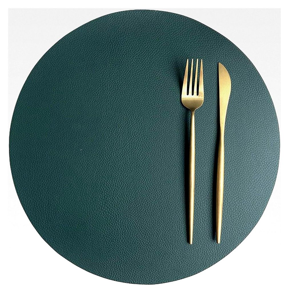 Abwaschbare Tischsets aus zweifarbigem Kunstleder, wasserdicht, 32 cm (Grün+Beige, 6 Stück)
