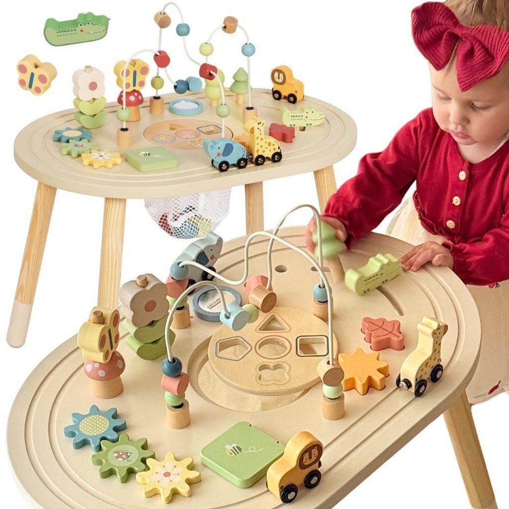 Tooky Toy Safari-Aktivitätstisch aus Holz