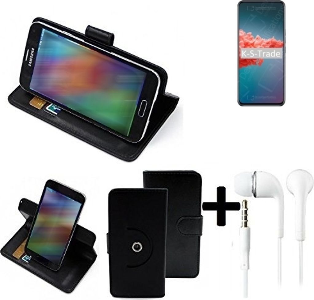K-S-Trade Handy Hülle Schutz Hülle + Kopfhörer kompatibel mit Xiaomi Redmi Note 9 5G Handyhülle Flipcase Smartphone Cover Handy Schutz Tasche