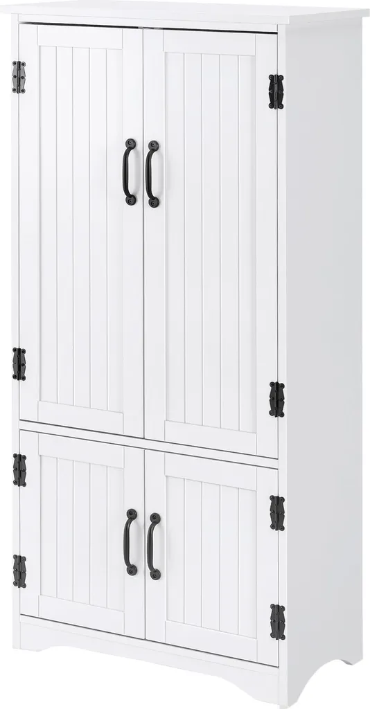 Organisez votre cuisine avec ce buffet blanc 2 placards anti-encombrement