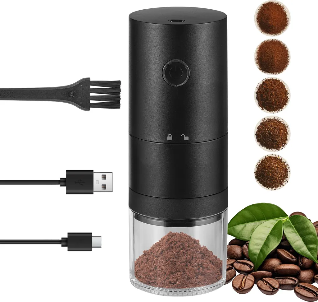 Moulin à café portable pour voyage et camping, batterie rechargeable