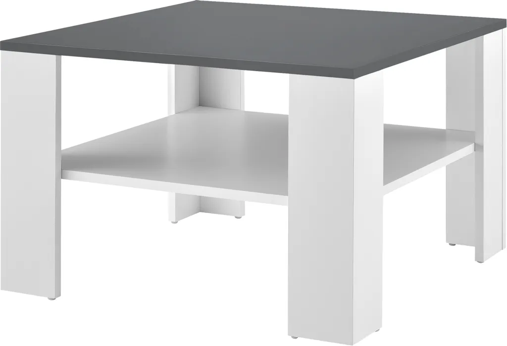 Table basse minimaliste grise et blanche avec finition mate résistante