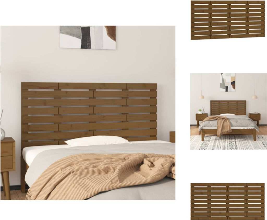 vidaXL Wand-Kopfteil Honigbraun 156x3x63 cm Massivholz Kiefer - Kopf- & Fußenden