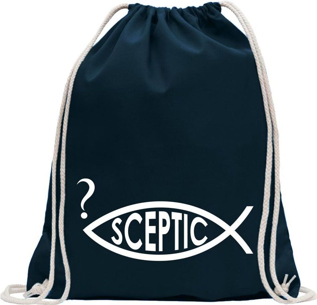 Kiwistar - Turnbeutel - dunkelblau - Sceptic Fisch - Fun Rucksack Sport Beutel Gymsack Baumwolle mit Ziehgurt