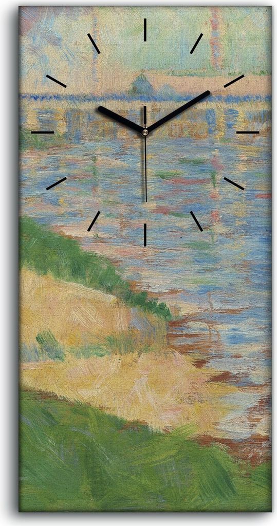 Dekor Leinwand Uhr Wandbilder 30x60 Malerei Abstrakte Kunst Stadt Fluss Brücke - schwarze Hände