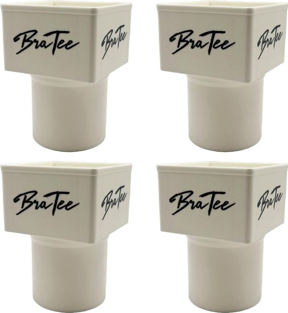 BraTee Getränkehalter 4er-Set – stylischer Becherhalter für Dosen und Flaschen, weiß mit Logo